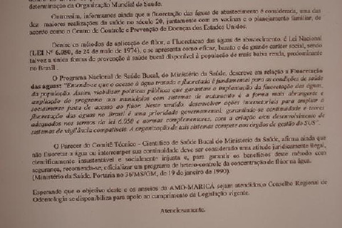 Foto do ofício do CRO RJ dirigindo-se a mim, como pres. da AMO-MARICÁ (Assoc. Maricaense de Odontologia) atestando os benefícios do... Foto do ofício do CRO RJ dirigindo-se a mim, como pres. da AMO-MARICÁ (Assoc. Maricaense de Odontologia) atestando os benefícios do...