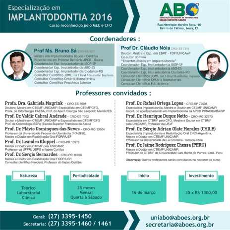 Curso de Especialização em Implantodontia