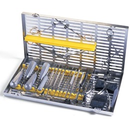 Caixa de Inox para 12 Instrumentos, 4 Alavancas e Área para Acessórios Caixa de Inox para 12 Instrumentos, 4 Alavancas e Área para Acessórios