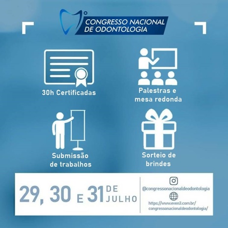 Certificação de 30h, palestras e mesa redonda, submissão de trabalhos e sorteios de brindes.