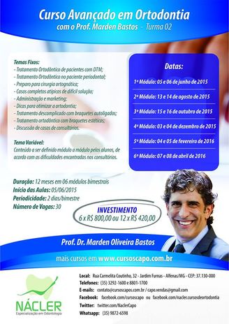 Curso Avançado em Ortodontia com Prof. Ms. Marden Oliveira Bastos