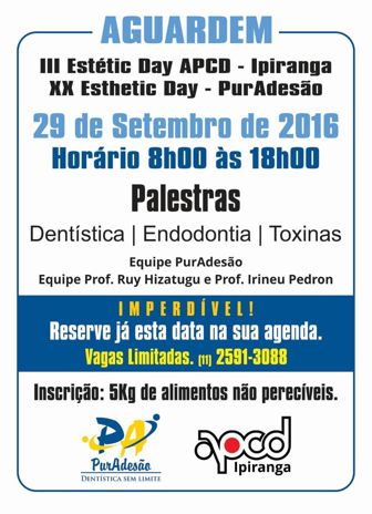 Xx Esthetic Day Puradesão - Iii Esthetic Day Apcd Ipiranga